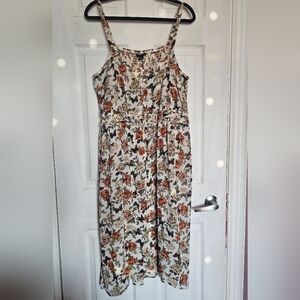 Torrid Size 2 Floral Butterfly Hi-Low Tunic Top Dress Smocked